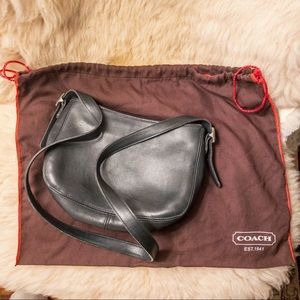 Coach black leather handbag with dust bag.